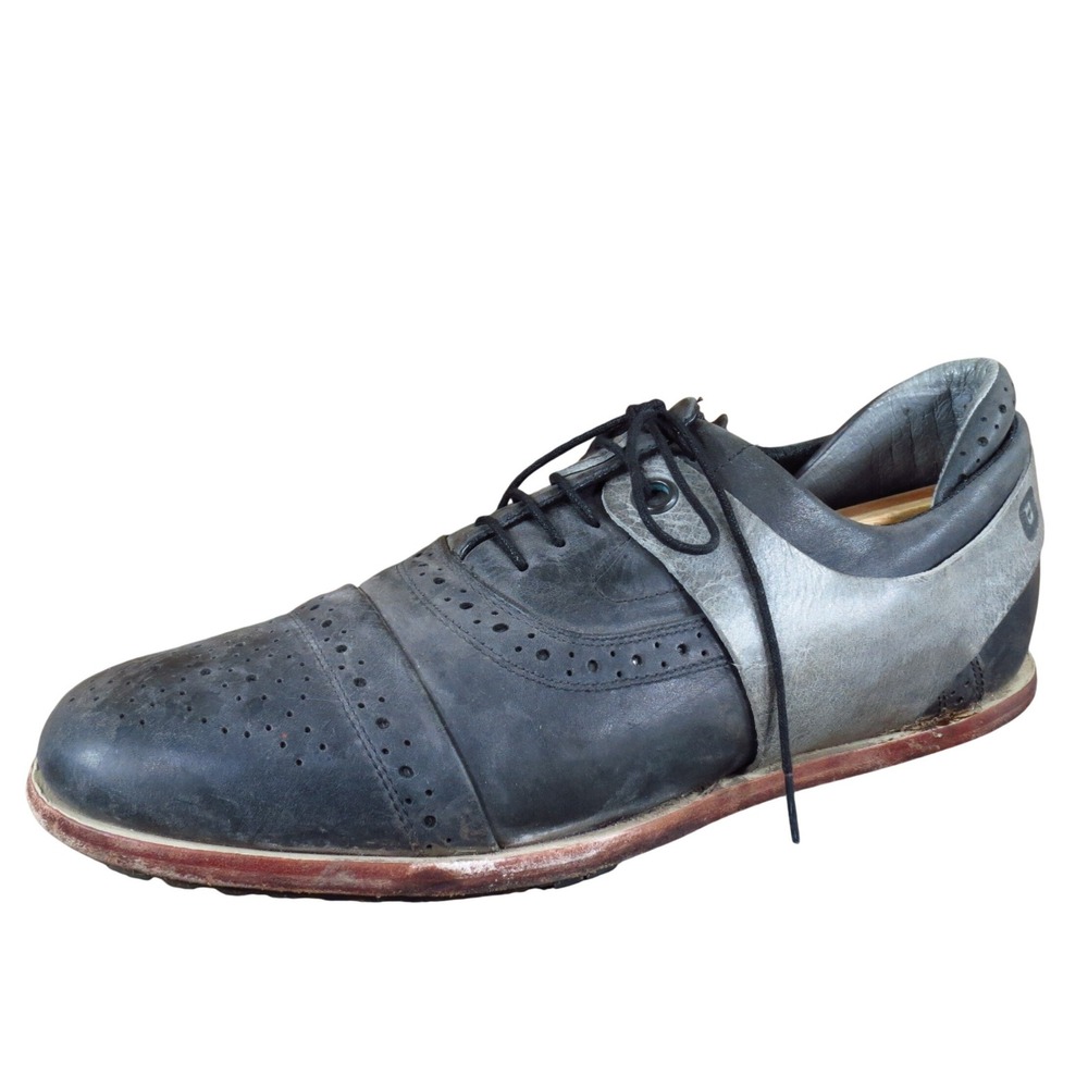 Tsubo Wexler Mens Casual Leather Brogue Shoes Size 12‎ Black Grey 8211-BLK